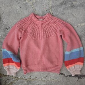 J. Crew ( Crewcuts) Pink Striped  Chunky Cotton Girl's Sweater